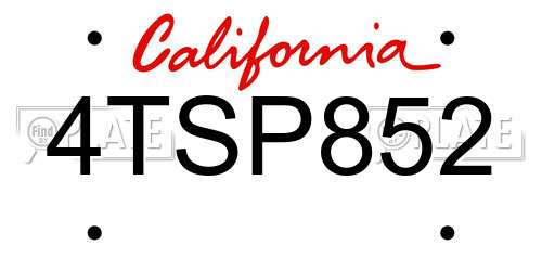 4TSP852 California License Plate