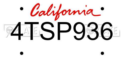 4TSP936 California License Plate