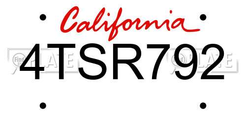 4TSR792 California License Plate