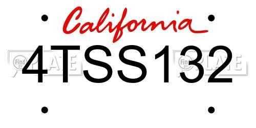 4TSS132 California License Plate