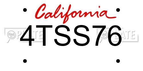 4TSS76 California License Plate