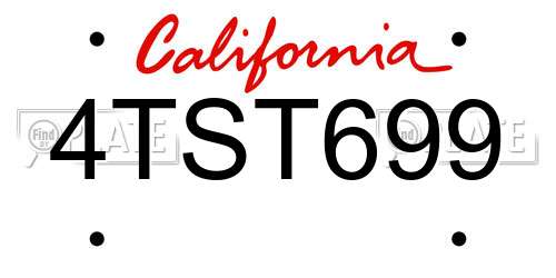 4TST699 California License Plate