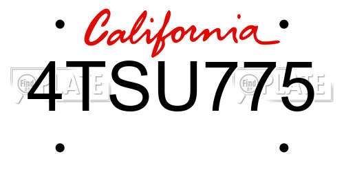 4TSU775 California License Plate