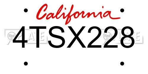 4TSX228 California License Plate