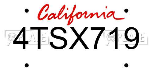 4TSX719 California License Plate
