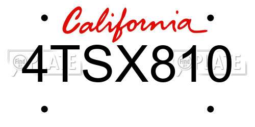 4TSX810 California License Plate