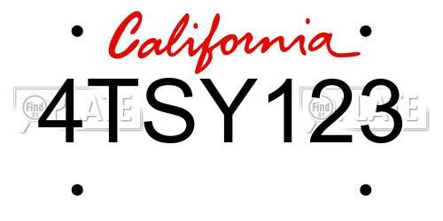 4TSY123 California License Plate
