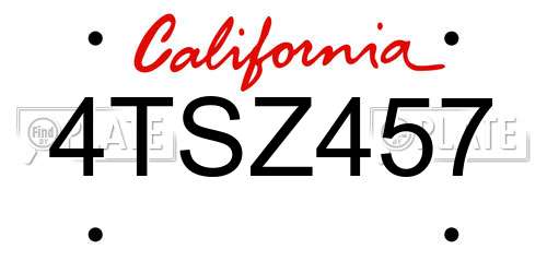 4TSZ457 California License Plate