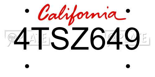 4TSZ649 California License Plate
