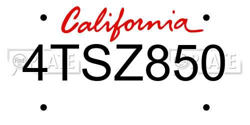 4TSZ850 California License Plate