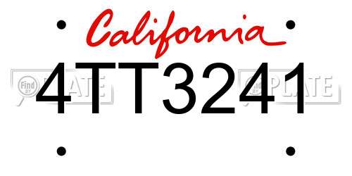 4TT3241 California License Plate