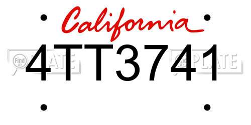 4TT3741 California License Plate