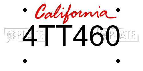 4TT460 California License Plate