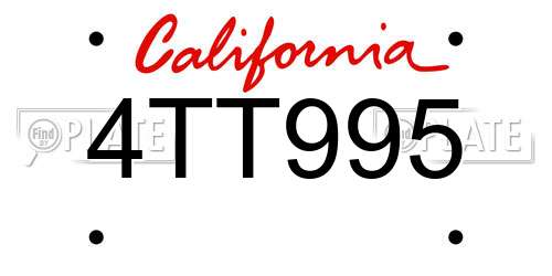 4TT995 California License Plate