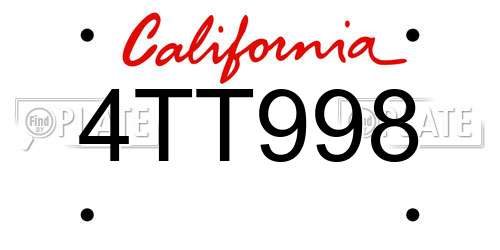 4TT998 California License Plate