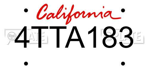 4TTA183 California License Plate
