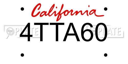4TTA60 California License Plate