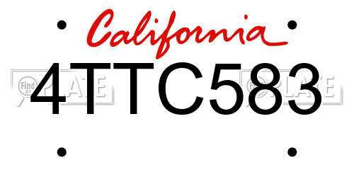 4TTC583 California License Plate
