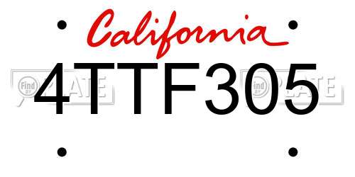 4TTF305 California License Plate