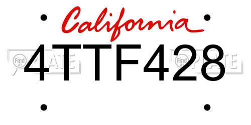 4TTF428 California License Plate