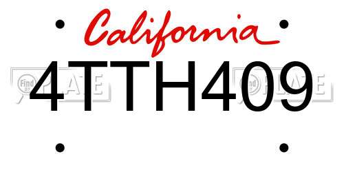 4TTH409 California License Plate