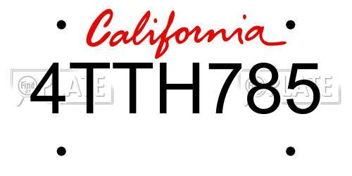 4TTH785 California License Plate