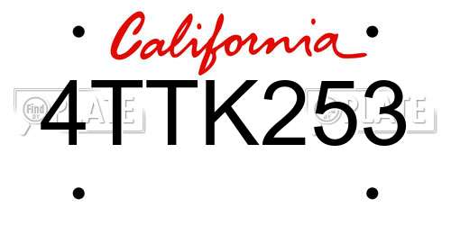4TTK253 California License Plate