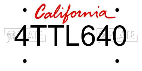 4TTL640 California License Plate