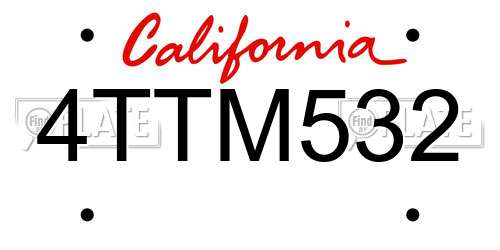 4TTM532 California License Plate