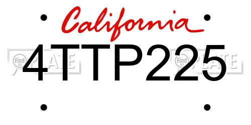 4TTP225 California License Plate