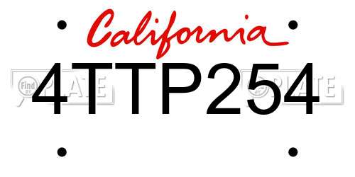 4TTP254 California License Plate
