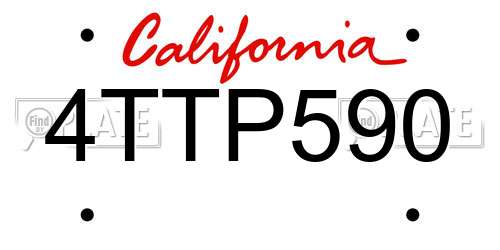 4TTP590 California License Plate