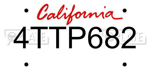 4TTP682 California License Plate