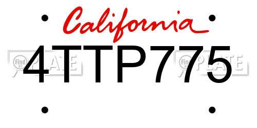 4TTP775 California License Plate