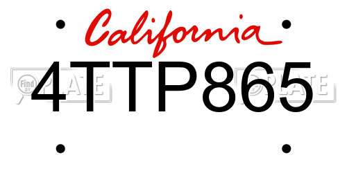 4TTP865 California License Plate
