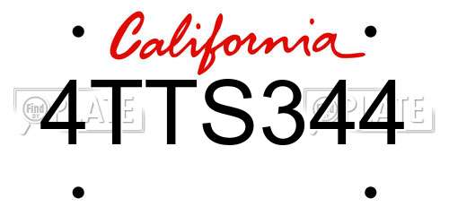 4TTS344 California License Plate