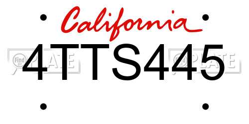 4TTS445 California License Plate