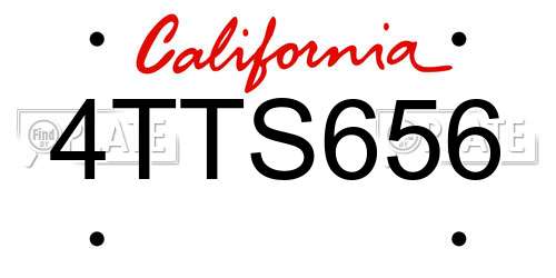 4TTS656 California License Plate