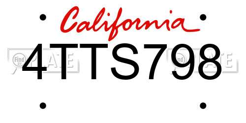 4TTS798 California License Plate