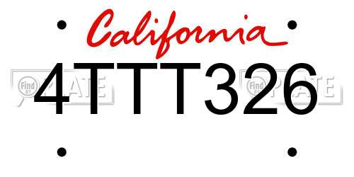 4TTT326 California License Plate