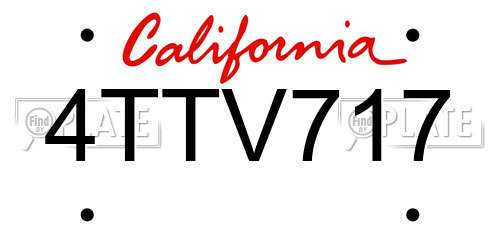 4TTV717 California License Plate