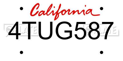 4TUG587 California License Plate