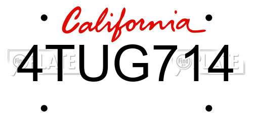 4TUG714 California License Plate