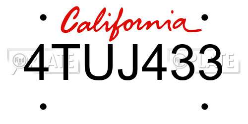 4TUJ433 California License Plate