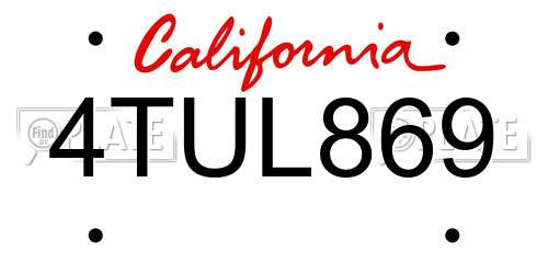 4TUL869 California License Plate