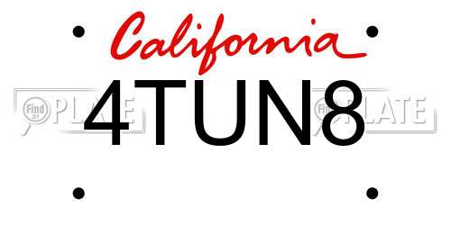 4TUN8 California License Plate