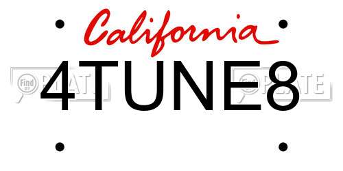 4TUNE8 California License Plate