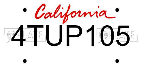 4TUP105 California License Plate