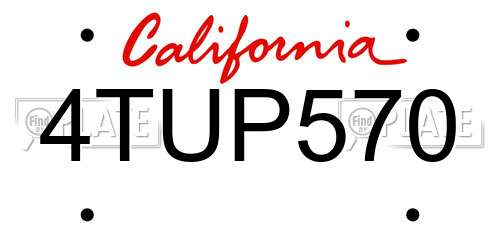 4TUP570 California License Plate