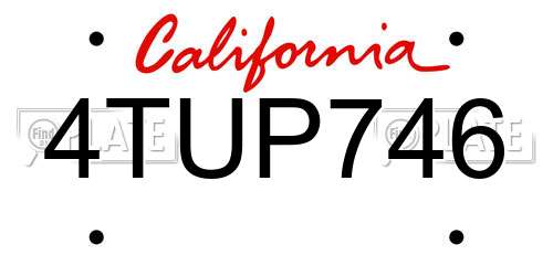 4TUP746 California License Plate